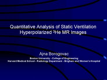 Quantitative Analysis of Static Ventilation Hyperpolarized 3He MR Images