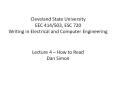 Cleveland State University EEC 414/503, ESC 720 Writing in Electrical and Computer Engineering PowerPoint PPT Presentation