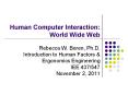 Human Computer Interaction: World Wide Web PowerPoint PPT Presentation
