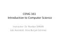 CENG 161 Introduction to Computer Science PowerPoint PPT Presentation