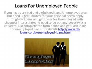 Loans For Unemployed People