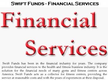 Swift Funds - Financial Services
