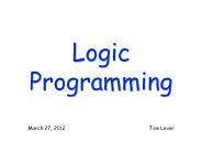 Logic Programming March 27, 2012Tom Lever