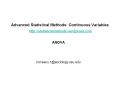 Advanced Statistical Methods: Continuous Variables http://statisticalmethods.wordpress.com PowerPoint PPT Presentation