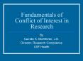 Fundamentals of Conflict of Interest in Research PowerPoint PPT Presentation