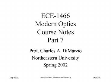 ECE-1466 Modern Optics Course Notes Part 7