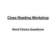 Close Reading Workshop