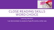 Close reading skills word choice