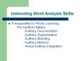 Instructing Word Analysis Skills PowerPoint PPT Presentation