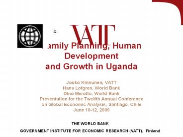 Family Planning, Human Development and Growth in Uganda