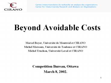 Beyond Avoidable Costs
