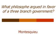 What philosophe argued in favor of a three branch government?