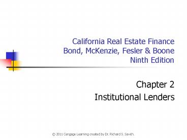 California Real Estate Finance Bond, McKenzie, Fesler