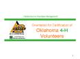 Orientation for Certification of Oklahoma 4-H Volunteers PowerPoint PPT Presentation