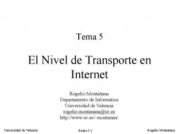 Tema 5 El Nivel de Transporte en Internet