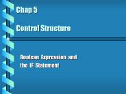 Chap 5 Control Structure