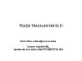 Radar Measurements II PowerPoint PPT Presentation