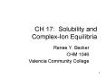 CH 17: Solubility and Complex-Ion Equilibria PowerPoint PPT Presentation