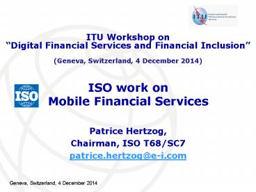 ISO work on Mobile Financial Services