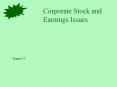 Corporate Stock and Earnings Issues PowerPoint PPT Presentation