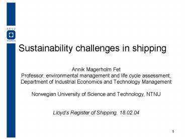 Sustainability challenges in shipping