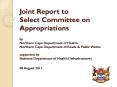 Joint Report to Select Committee on Appropriations PowerPoint PPT Presentation
