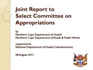 Joint Report to Select Committee on Appropriations