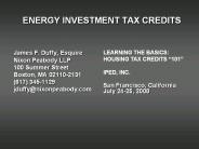 ENERGY INVESTMENT TAX CREDITS