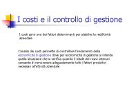 I costi e il controllo di gestione