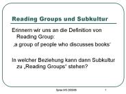 Reading Groups und Subkultur