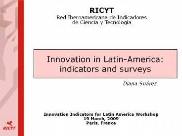 Innovation in Latin-America: indicators and surveys