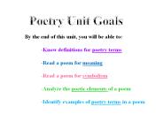 Poetry Unit Goals