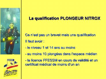 La qualification PLONGEUR NITROX