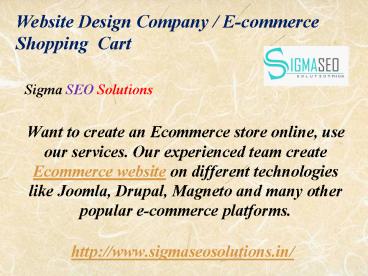Website Design Company / E-commerce Shopping  Cart