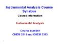 Instrumental Analysis Course Syllabus PowerPoint PPT Presentation