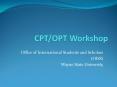 CPT/OPT Workshop PowerPoint PPT Presentation