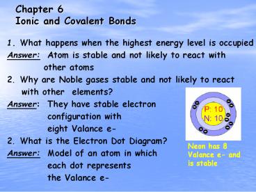 Chapter 6 Ionic and Covalent Bonds
