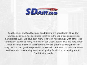 Sdair - Air Conditioning contractor in San Diego