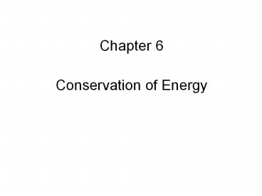 Conservation of Energy