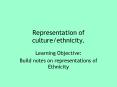 Representation of culture/ethnicity. PowerPoint PPT Presentation