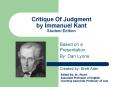 Critique Of Judgment by Immanuel Kant Student Edition PowerPoint PPT Presentation