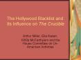 The Hollywood Blacklist and Its Influence on The Crucible PowerPoint PPT Presentation