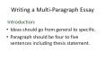 Writing a Multi-Paragraph Essay PowerPoint PPT Presentation