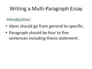 Writing a Multi-Paragraph Essay