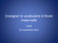 Enseigner le vocabulaire  PowerPoint PPT Presentation