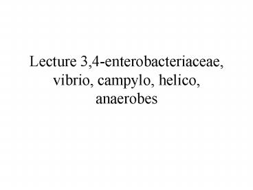 Lecture 3,4-enterobacteriaceae, vibrio, campylo, helico, anaerobes