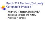 Psych 222 Feminist/Culturally Competent Practice