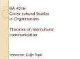 BA 4216 Cross-cultural Studies in Organizations Theories of intercultural communication PowerPoint PPT Presentation