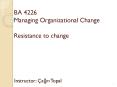 BA 4226 Managing Organizational Change Resistance to change PowerPoint PPT Presentation