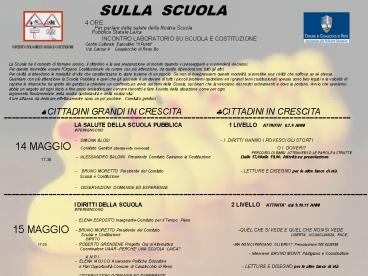 LA SALUTE DELLA SCUOLA PUBBLICA                 1 LIVELLO  ATTIVITA